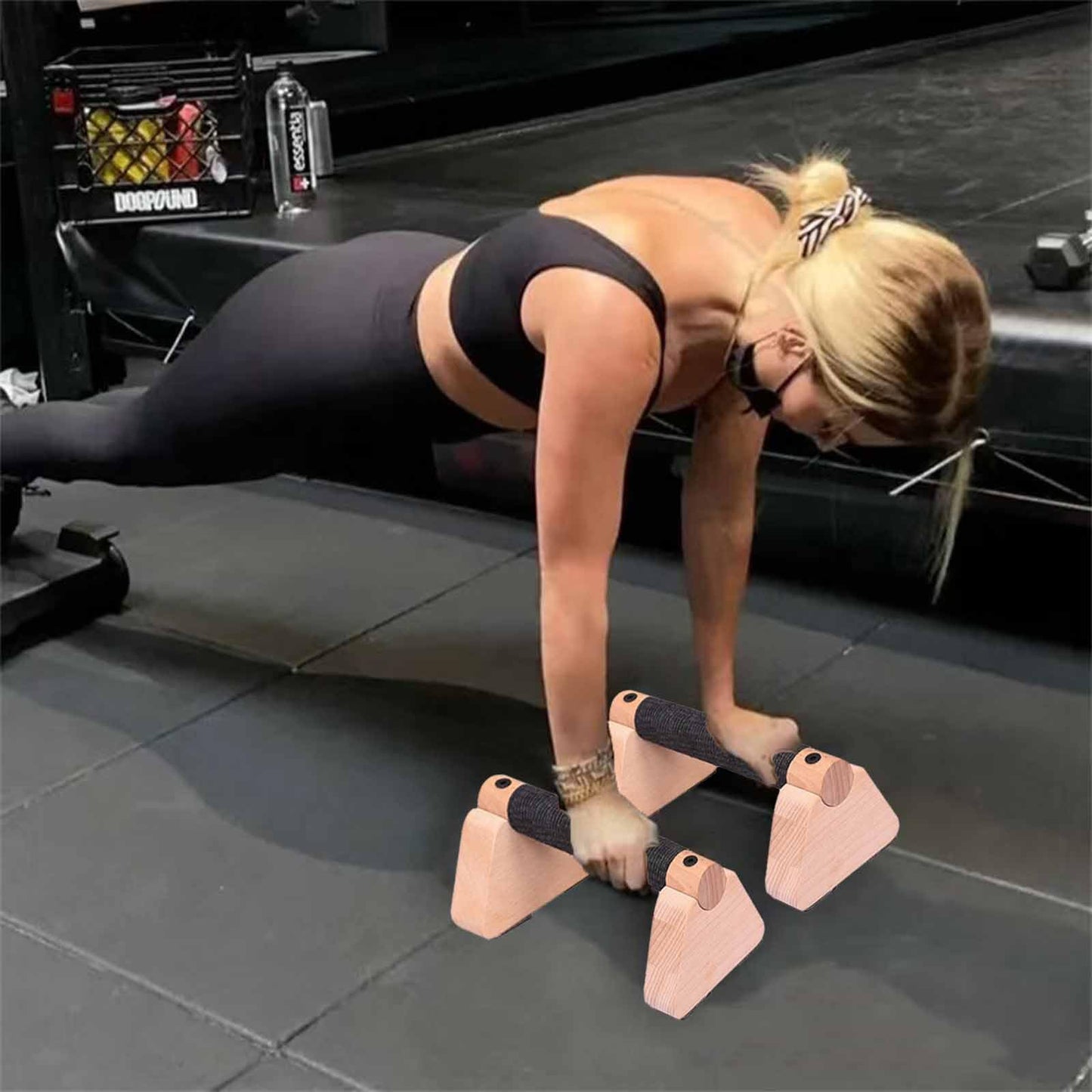 Wooden Parallettes Bars for Calisthenics - Handstand Push Up Bars for Training, L-Sit & Dip Workouts - Portable Fitness Equipment for Home Gym (7.88 inches)
