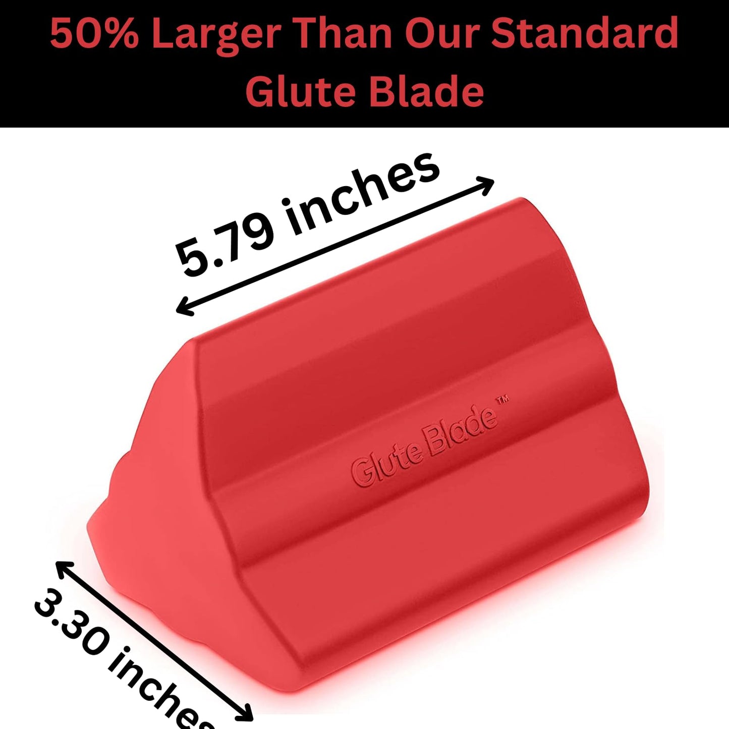 GLUTE BLADE Piriformis Massage Roller, Targeted Trigger Point Massager Tool for Hip, Leg, Lower Back, Muscle Knot Release and Sciatica, 3 Different Heads, Larger Size, Hard Density, Red
