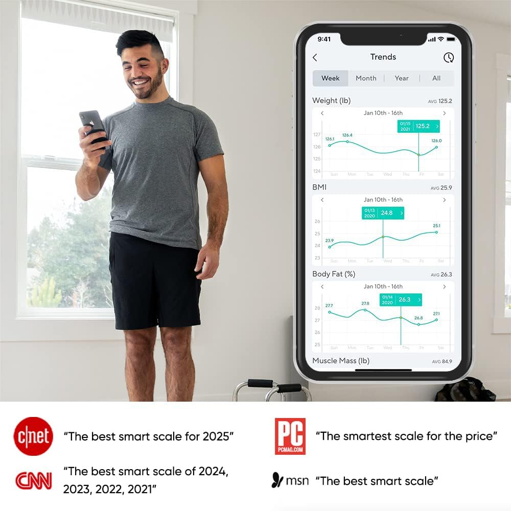 Wyze Smart Scale X - Digital Bathroom Scale for Body Weight, BMI, Body Fat, Muscle Mass, Heart Rate Monitor | Sync with Health Apps | for People, Baby & Pet, 400 lbs (Black)