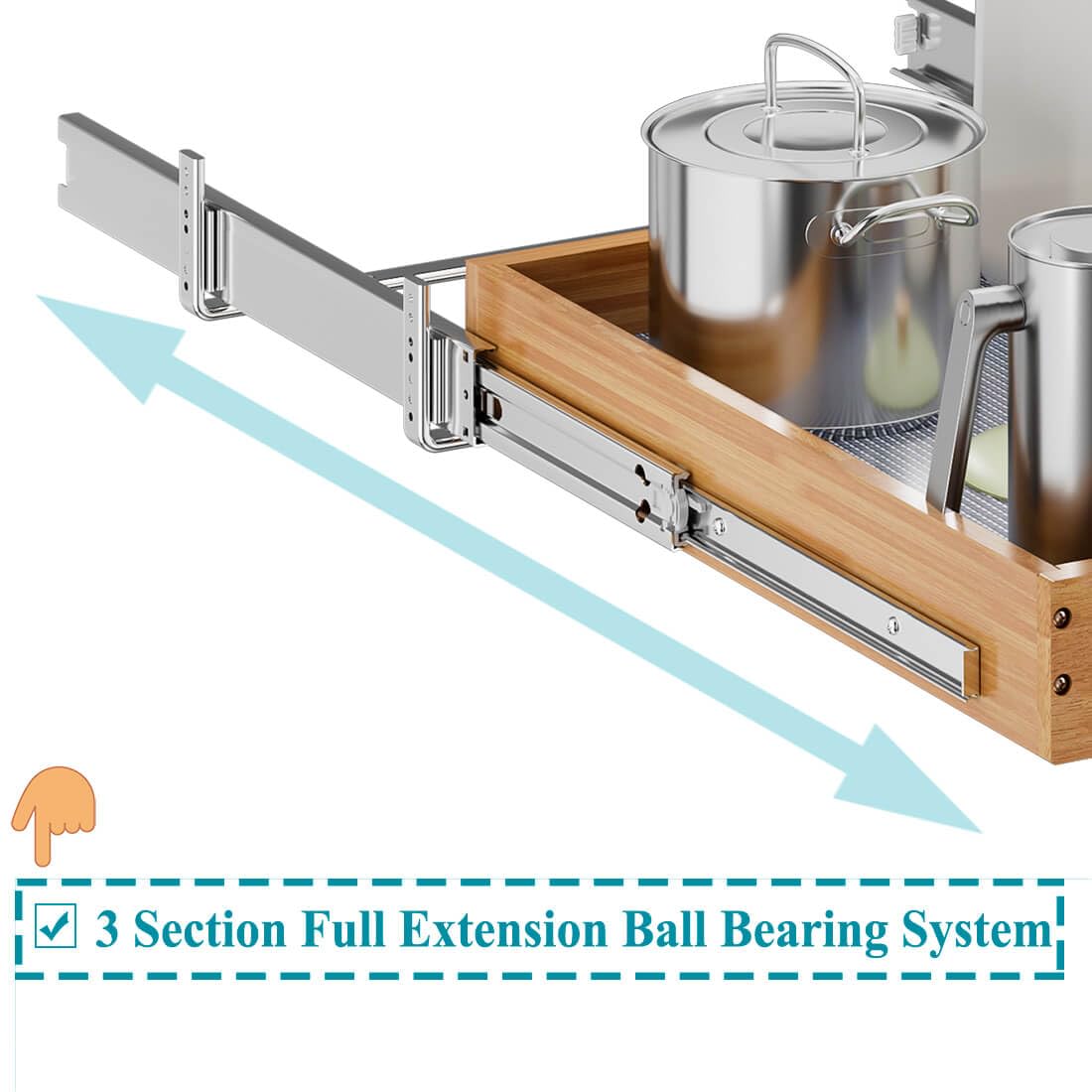 OCG Pull Out Drawers For Kitchen Cabinets 14"W x 21"D, Slide out Wood Drawer Shelf, Pull Out Shelves for Base Cabinet Organization in Kitchen, Pantry, Bathroom