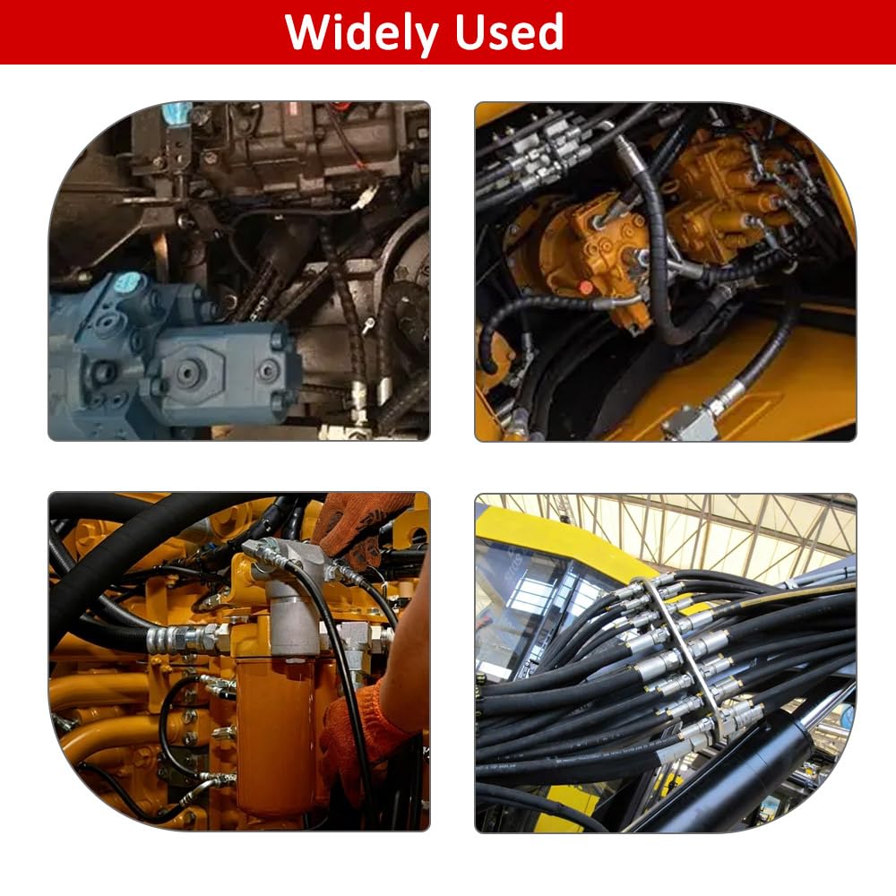 FUZIDDN 50Ft 1/2 Inch Hydraulic Hose & Fittings Kit, 20PCS JIC 37° & NPTF Fittings, 5800 PSI High Pressure Hydraulic Hose, Replacement for Excavator, Tractor, Loader Hydraulic System Repair