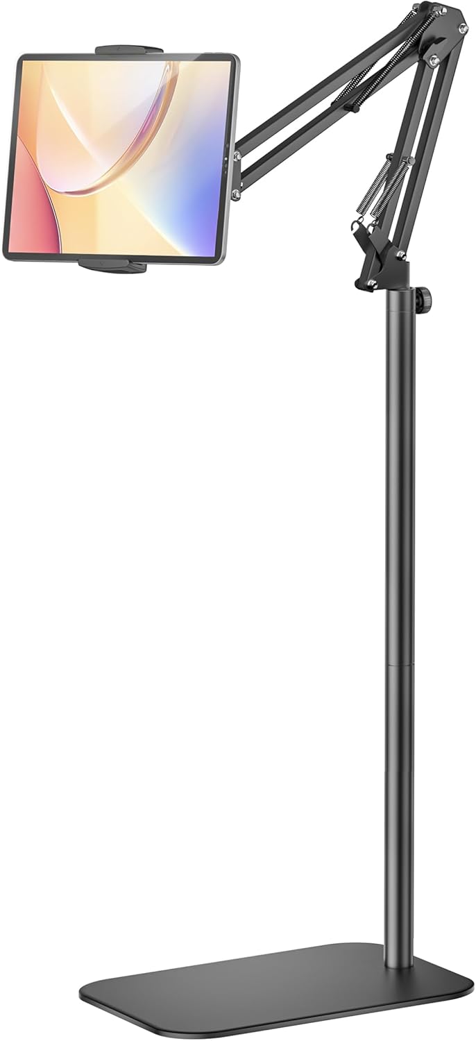 SteelStorm 360-Degree 4.7~12.9 Tablet Floor Stand, Rotatable Metal Tablet Holder Stand, Adjustable Height and Angle