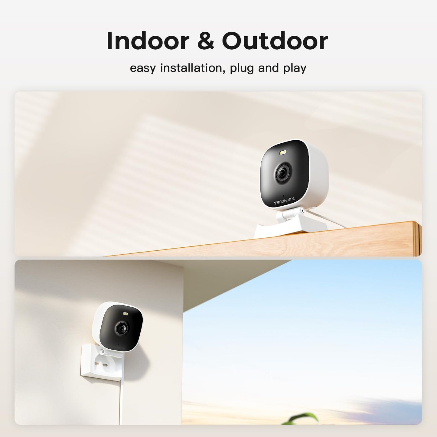 VSMAHOME 2K Vision,2-Way Audio&24/7 128G Cameras for Home Security,Indoor/Outdoor for Baby/Elder/Pet Monitoring