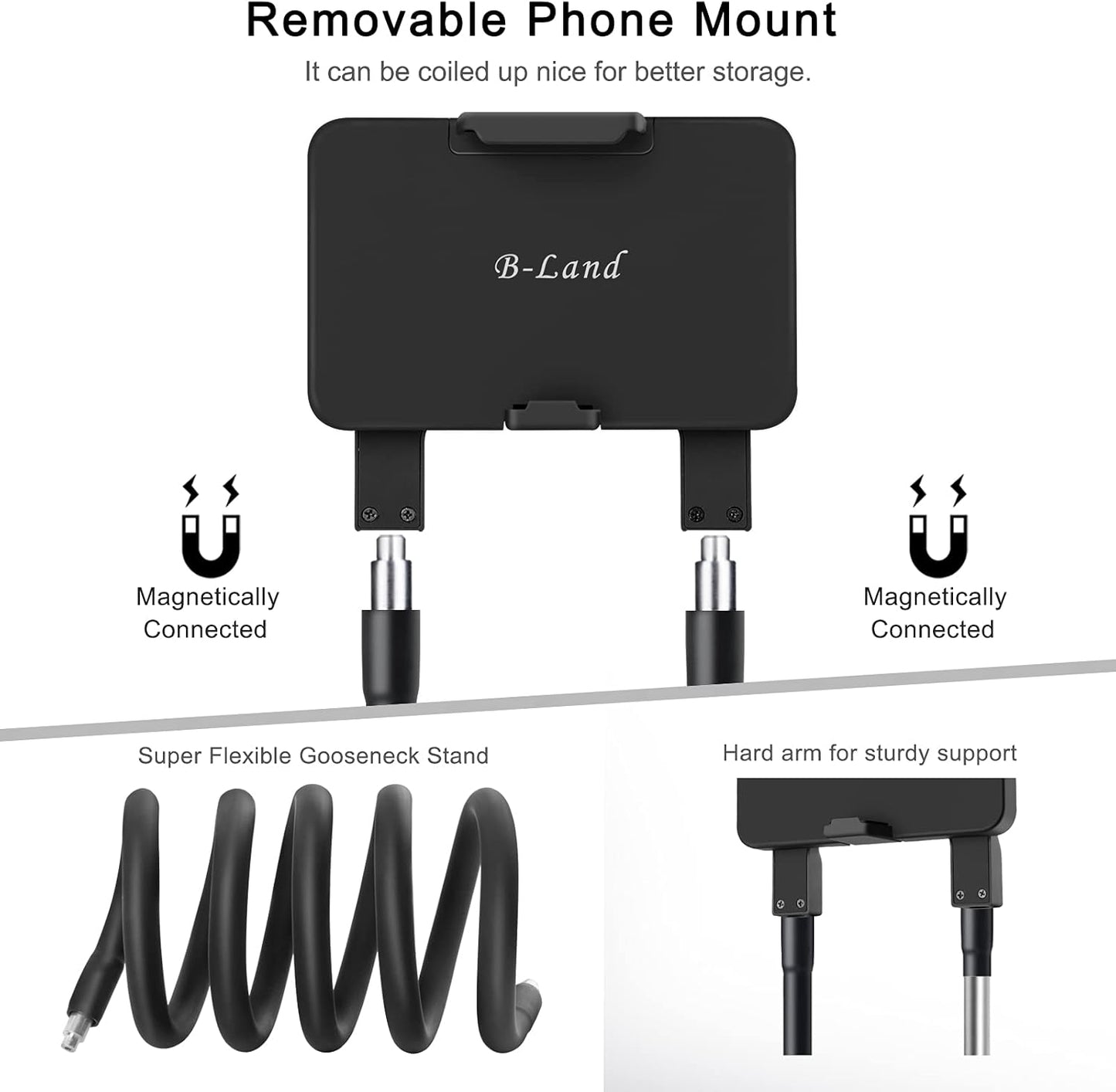 B-Land Upgrade Phone Holder for Bed, Neck Phone Holder Gooseneck Cell Phone Holders, Universal Mobile Phone Stand