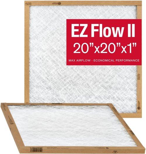 Flanders EZ-Flow II Air Filters - MERV 1, High-Airflow, Energy-Efficient, 20x20x1 (2-Pack)