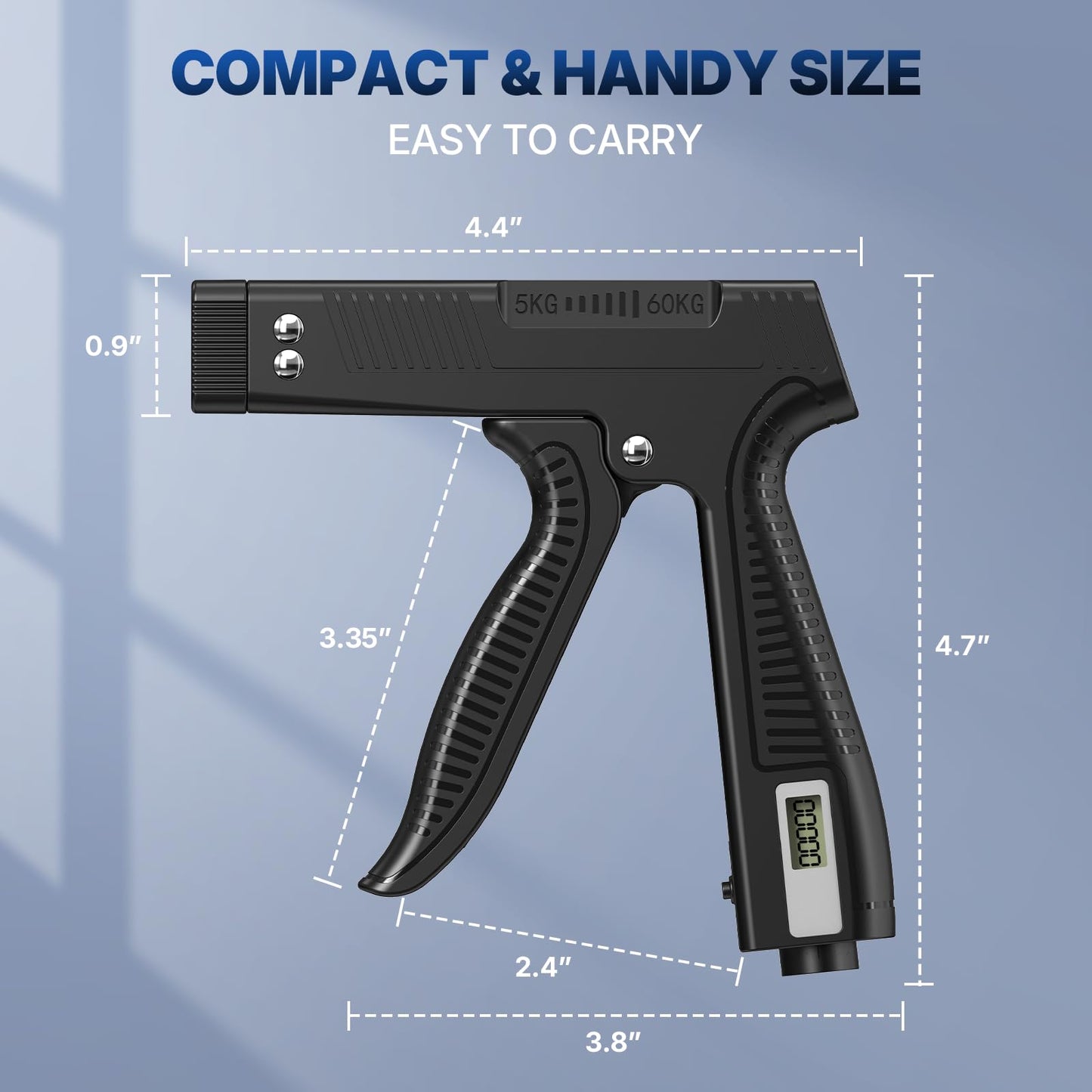 Grip Strength Trainer with Finger Exerciser, Digital Counter Adjustable Hand Grip Strengthener Trigger-Style Grip Strength Trainer, Index-finger Squeeze Trainer for Strength Training, Recovery and Muscle Building