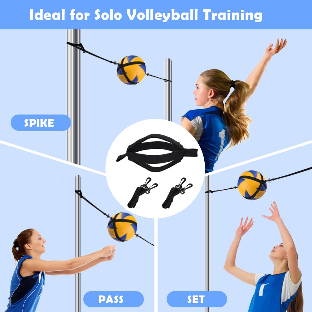 ENERACES Solo Volleyball Trainer with Rebounder – All-in-One Volleyball Training Equipment for Serving, Spiking & Setting Practice, Adjustable Serve Trainer for Beginners, Youth & Advanced Players
