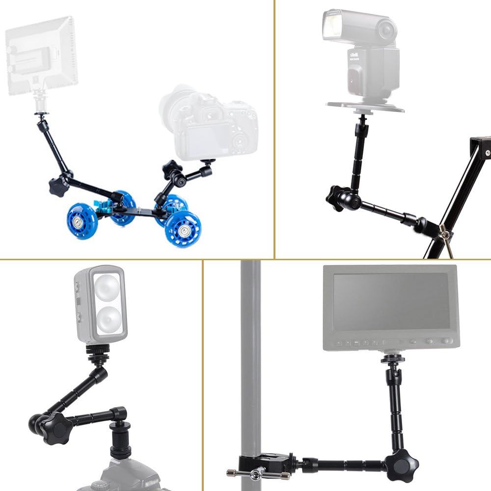 KAGYOKU 11" Articulating Magic Friction Arm with Large Super Crab Clamp Mount Clip Pliers for DSLR Camera Monitor LED
