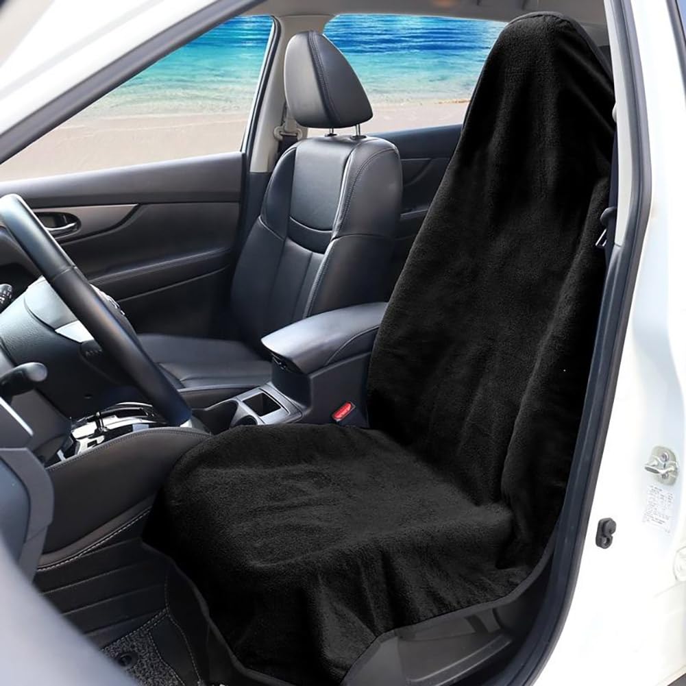 LUCYLEXIXI Waterproof Sweat Towel Car Seat Cover Sweat Carseat Protector,Perfect for Universal Anti-Slip Car Truck SUV Seat, Great for Post Gym Workout, Running, Swimming, Beach and Hiking (Black)
