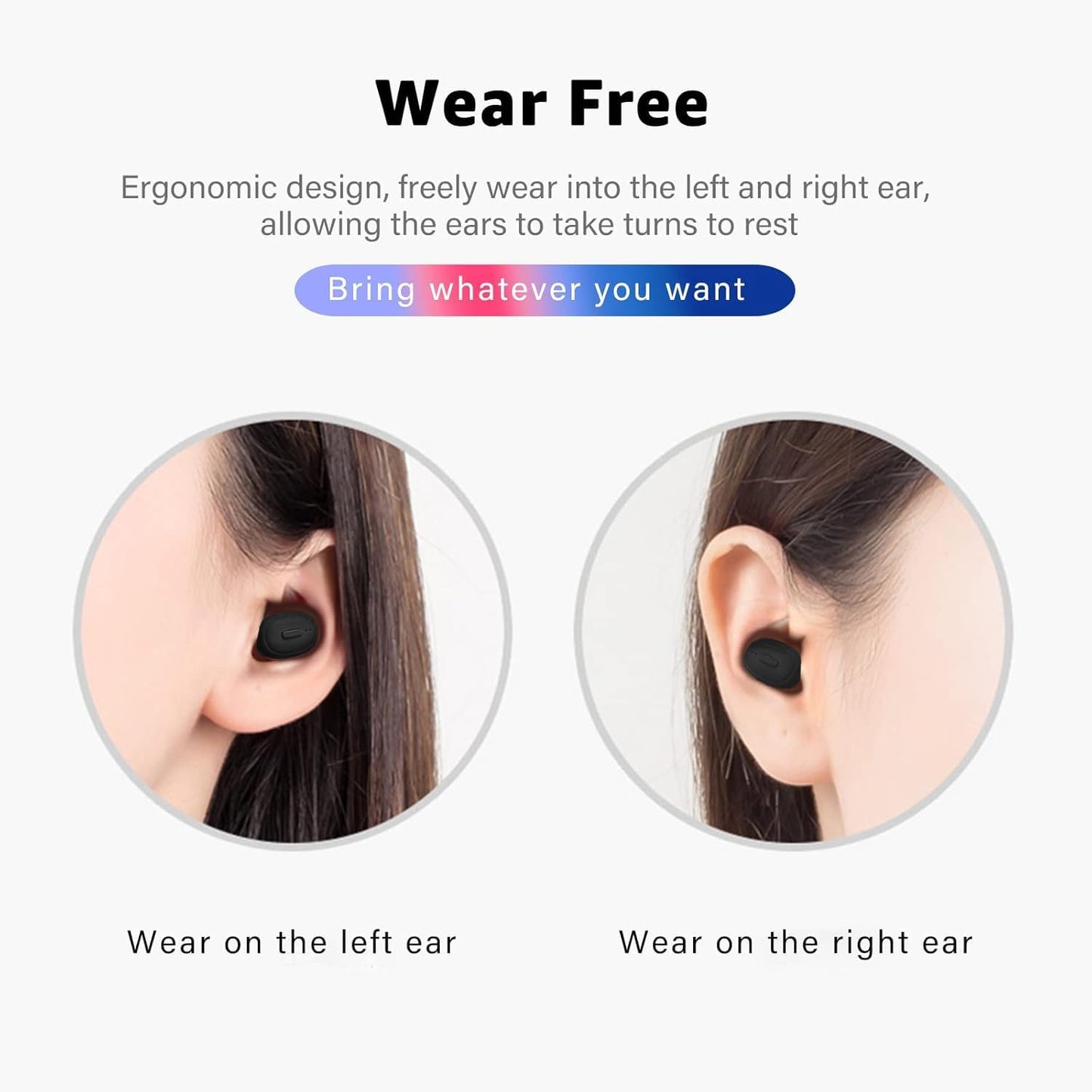 12 Single Bluetooth Wireless Earbud, Mini Invisible in-Ear Wireless Bluetooth Headphone Hours Super Long Battery Life