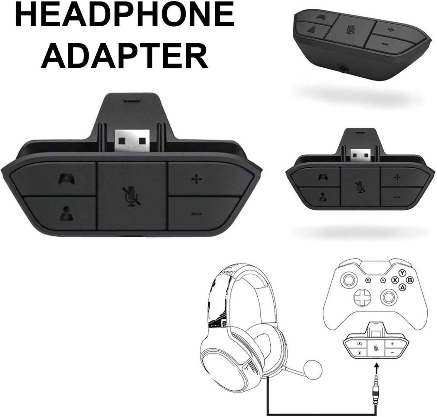 Fuhiueos Headsets 3.5mm Headphone Sound Adapter for Gamepad Use Any with Quick Firmware Updated Required