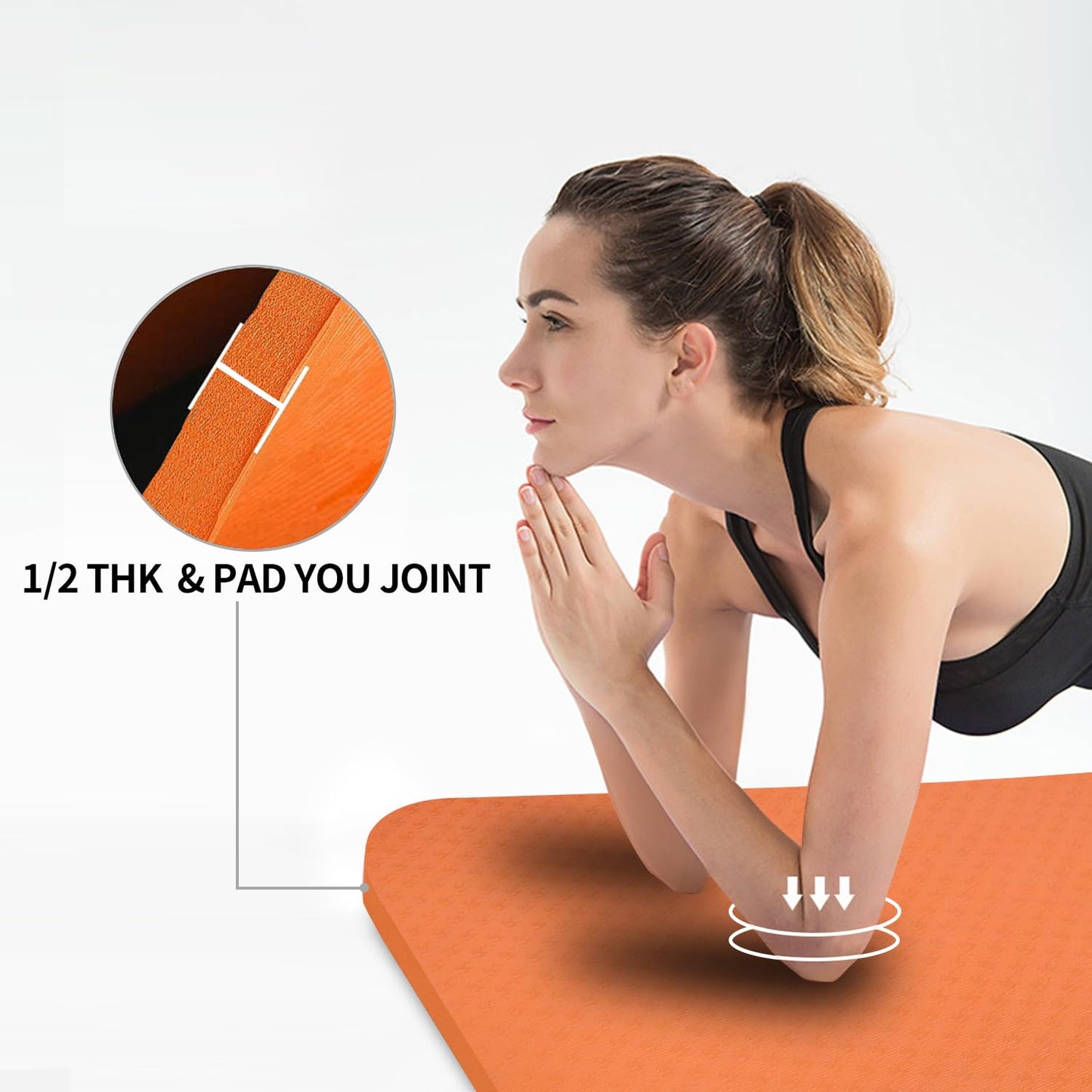 Hatha Yoga Large TPE Yoga Mat 6'x4'x1/2" Extra Thick Non-Slip Exercise Mat - for Yoga Pilates & Home Gym Workouts(Orange)
