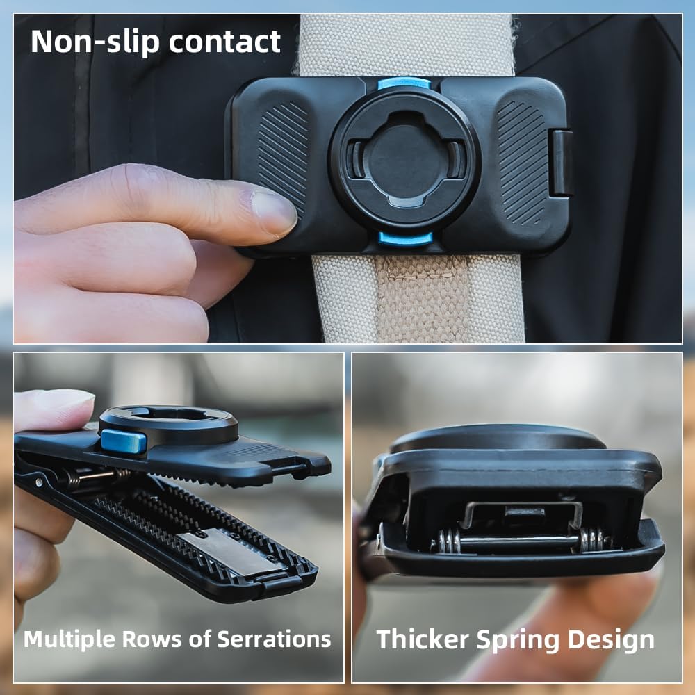 Rugvis 360 Backpack Insta360 X5/X4/X3 Rotation Magnetic Clip Mount, Quick Release Shoulder Strap Clip Holder Compatible