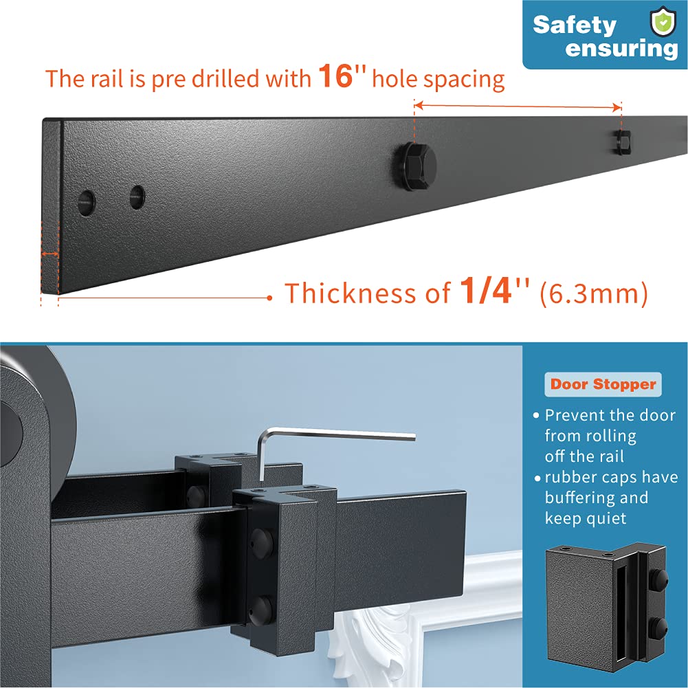 ZEKOO 10FT Double Track Bypass Sliding Barn Door Hardware Kit for 2 Doors, Bypass Barn Door Track Kit, Low Ceiling, Easy Instal, I Shape Hanger, Fit 60" Wide Door Panel