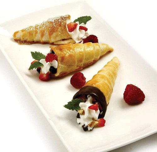 Joyeee Pastry Cream Horn Molds - 10 Stainless Steel Cannoli Tubes | 5-Inch Croissant & Waffle Cone Baking Tool