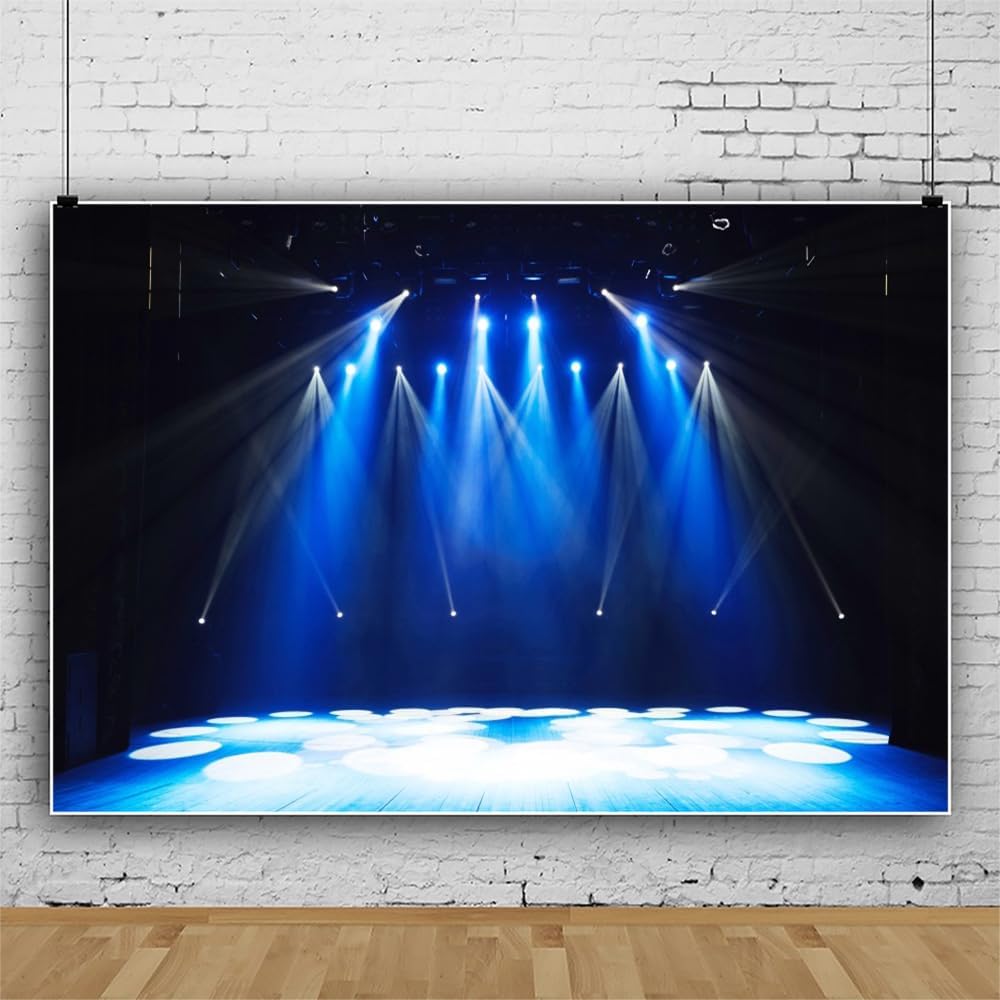 Leowefowa 12x8ft Vinyl Stage Concert Backdrop Spotlight Lights Night Club Photo Background Let's Glow Crazy Theme Party
