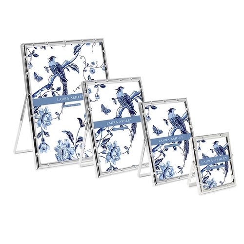 Laura Ashley 2x3 Silver Bamboo Metal Picture Frame (Vertical) with Pull-Out Easel Stand, Made for Tabletop, Counterspace, Shelf and Desk (2x3, Silver)
