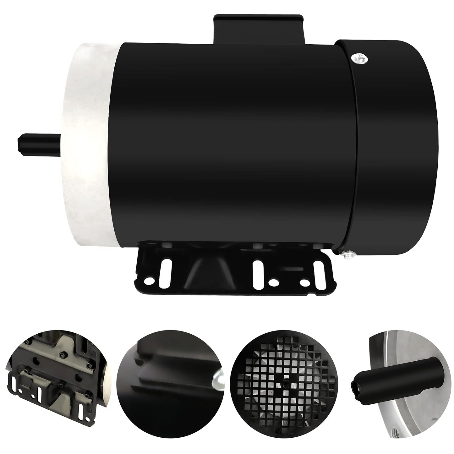 2HP Electric Motor 3450 RPM General Purpose Three Phase Motor 230V/460V 56C Frame 5/8" Shaft Diameter CW/CCW Rolled Steel Shell 60 HZ TEFC