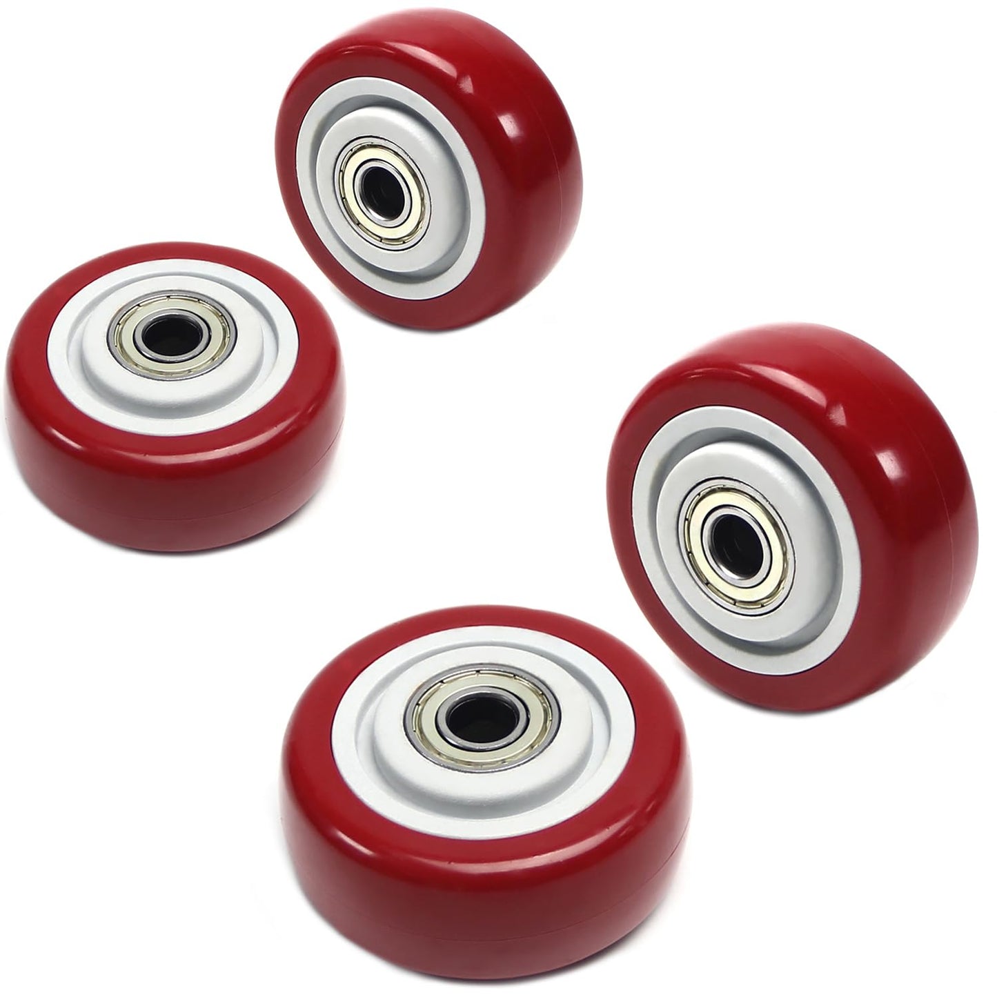4 PCS 3INCH Caster Wheels Red Heavy Duty Plate Shelf Replacement Wheels for Platform up to 264 LBS/120KG