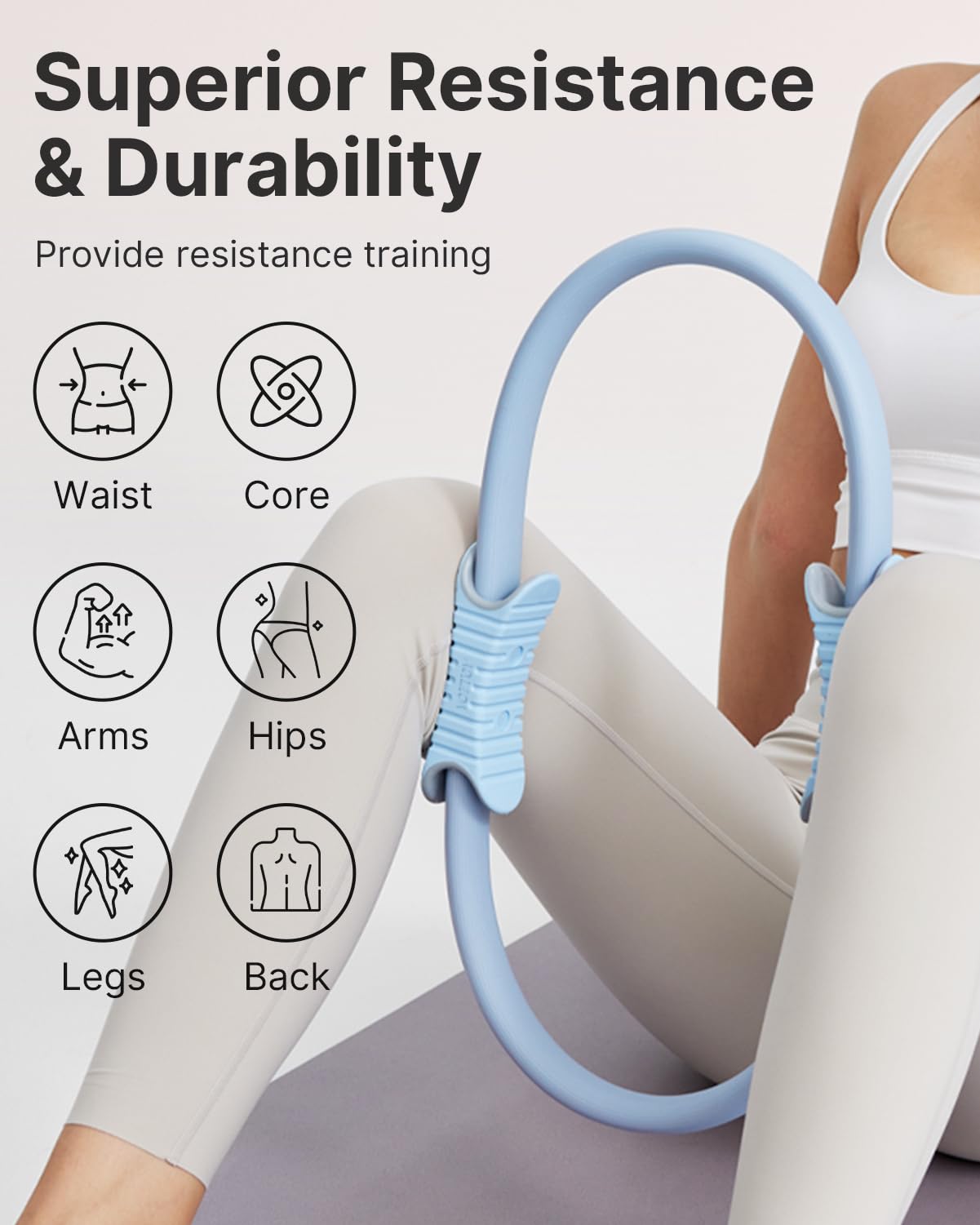 YOTTOY 13.5 Inch Pilates Ring and Ball Set, Figure 8 Resistance Bands, Stretch Bands&Guide,Pilates Equipment Set for Beginners for Home Workouts Core Strength, Yoga, Physical Therapy & Rehab, Blue