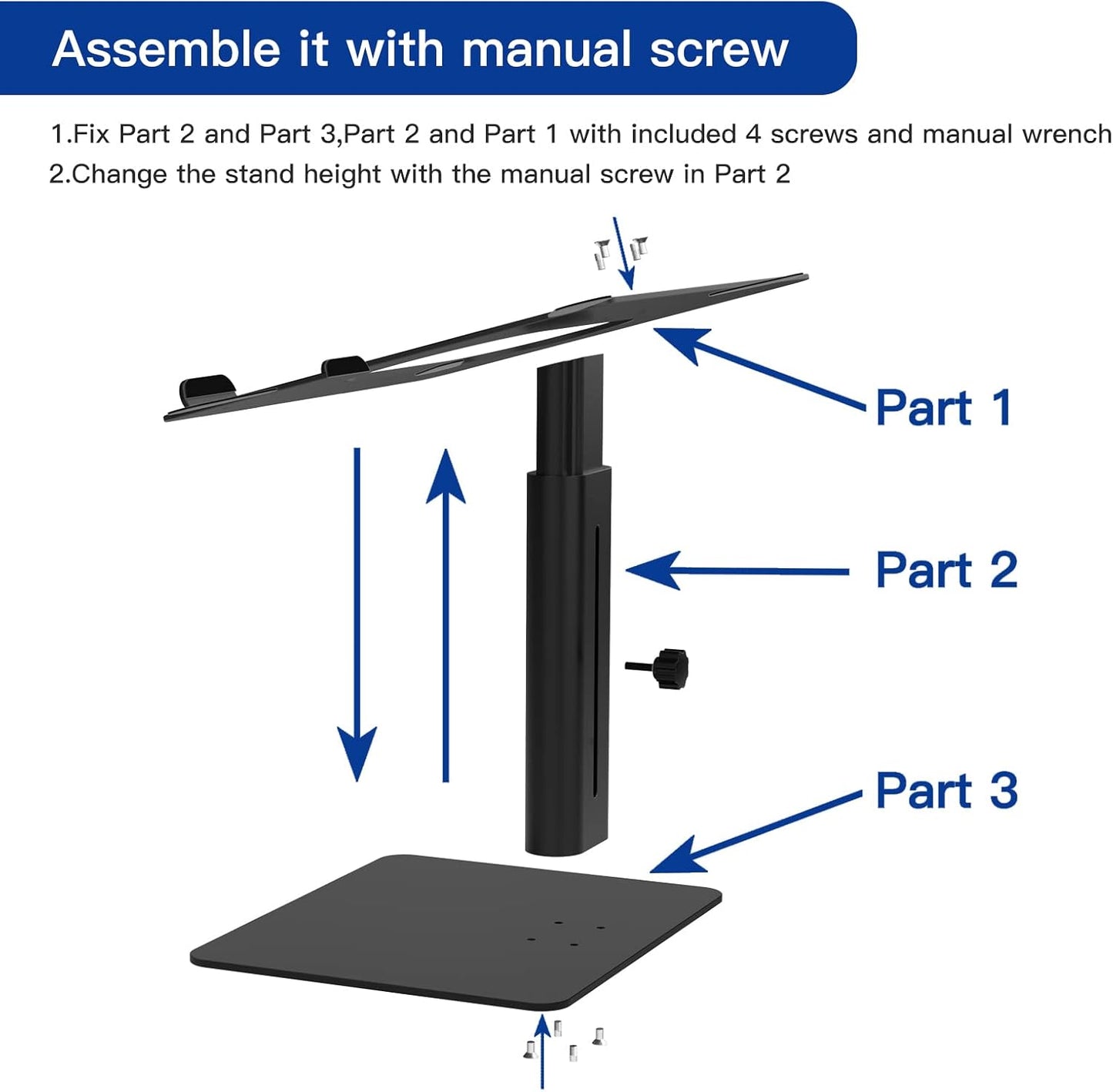 BESIGN LSX6 10-14" Computer Holder Stand, Ergonomic Adjustable Notebook Riser for Standing Work, Compatible with Air