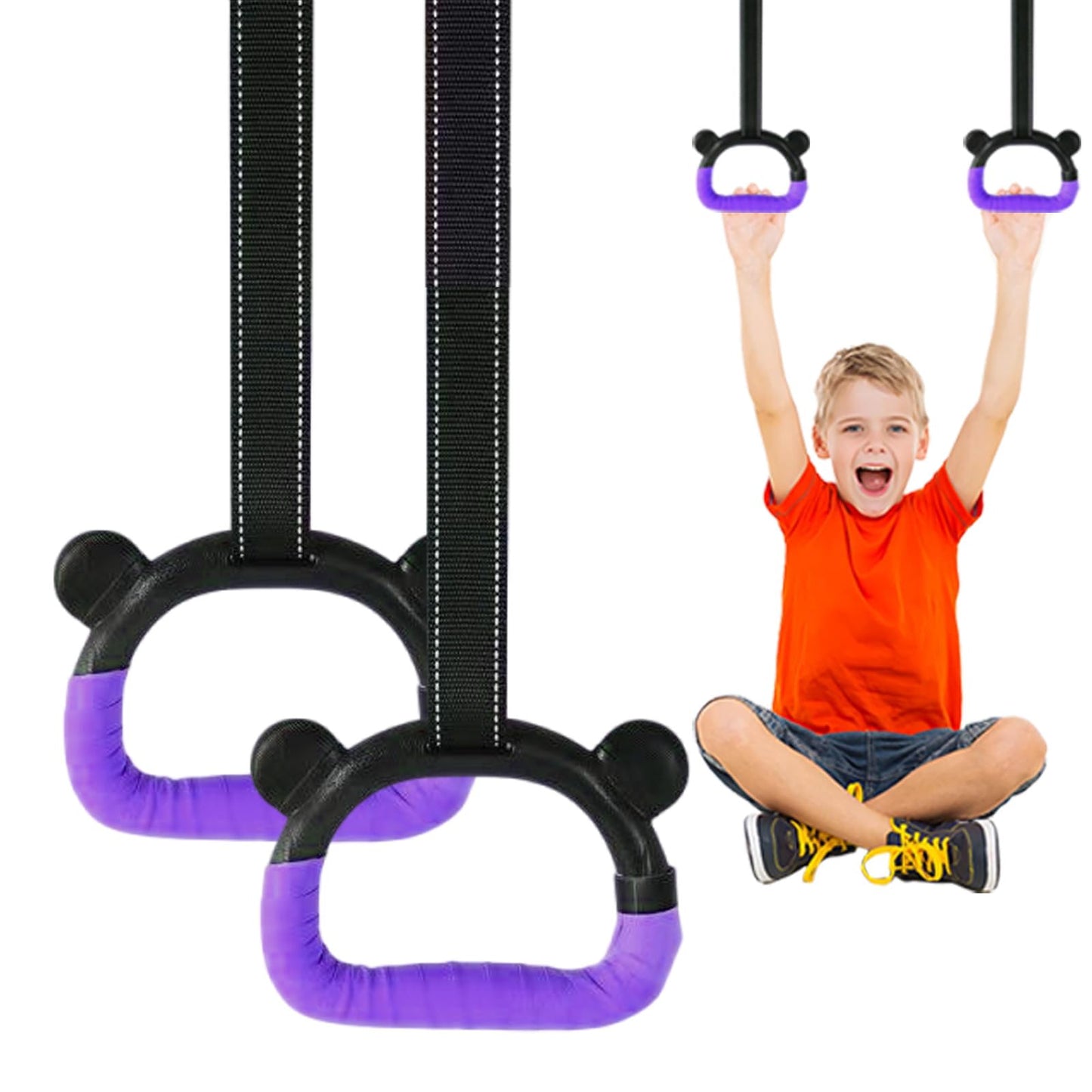 HaeNayc Gymnastics Rings, Home Gym Equipment, Adjustable Strap Strength Training Rings, Pulling Rings for Physical Training (Purple)