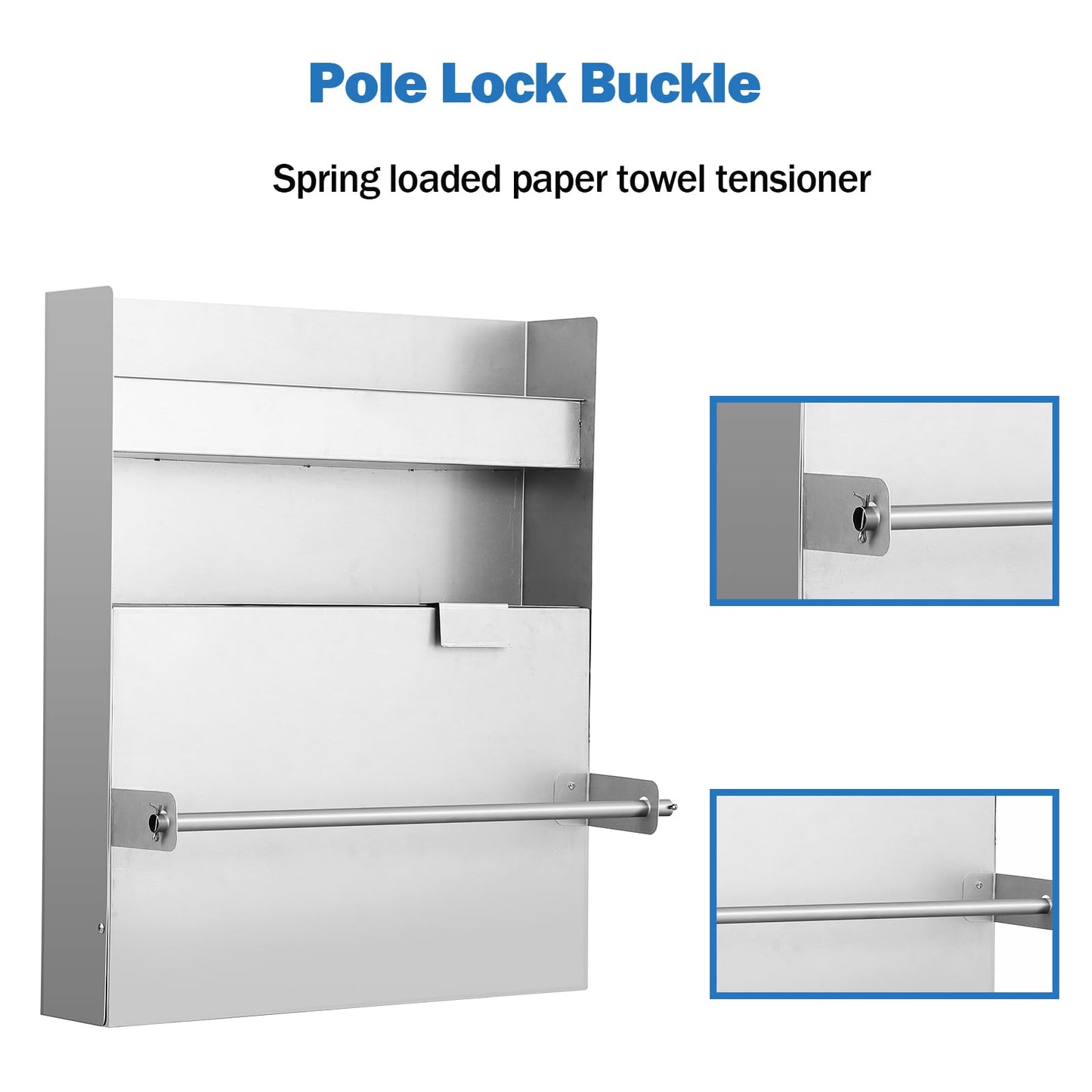 Towallmark 5052 Aluminum Storage Cabinet, 3-Tier Wall-Mounted Tool Cabinet with Flip-Out Work Table & Paper Towel Rack Organizer, Space-Saving Design,Ideal for Garage, Shop, and Trailer Use, Silver