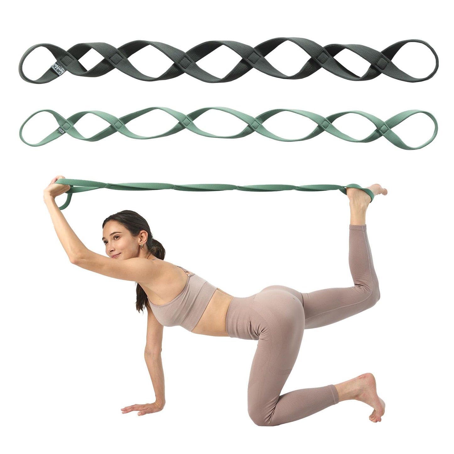VRTX Stretch Straps for Exercise | Yoga & Pilates Stretching Bands w/ 7 Loops | Resistance Bands for Fitness Workout, Home Gym, Physical Therapy | Soft Mesh Cloth, Durable- Set of 2
