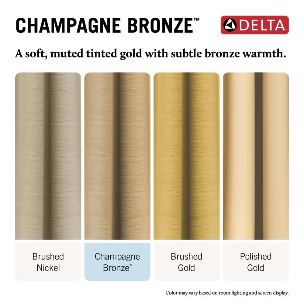 Delta Velum 14 Series Shower Faucet Set, Brushed Gold Shower Head and Handle Set, Valve Trim Kit, Champagne Bronze T14237-CZ (Valve Not Included)