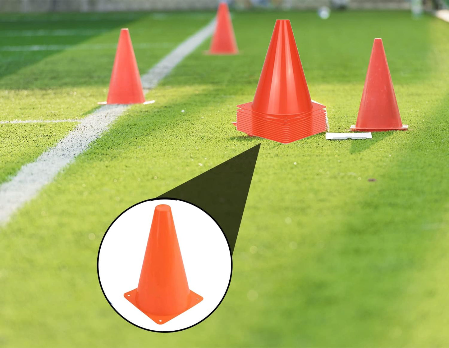 SplendoRoute 7" Soccer Cones (Set of 12) - Plastic Traffic Cones, Training Cones for Sports Training, Football, Basketball, Coaching, Practice Equipment