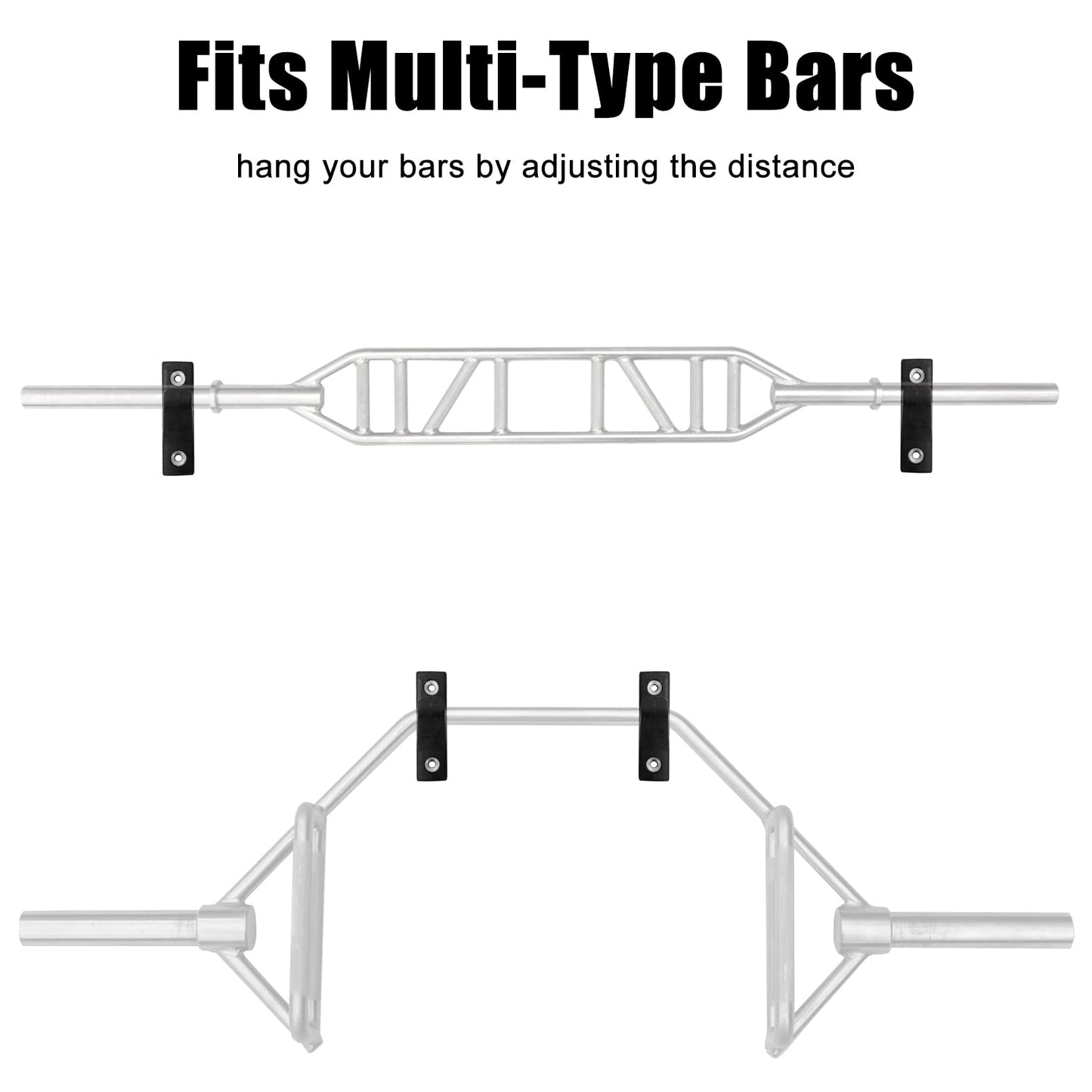 Luwint Set of 2 Single Barbell Holder Wall Mount, Horizontal Gym Bar Storage Wall Rack for Olympic and Standard Bars