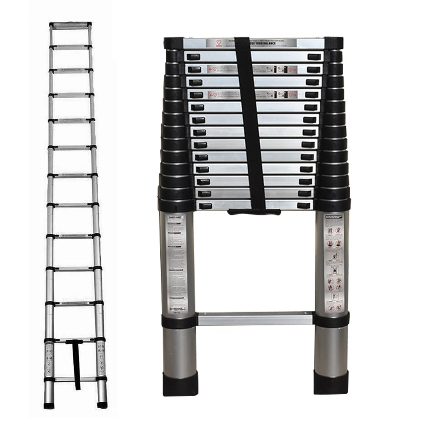 Telescopic Ladder 14.5FT/4.4M Aluminum Collapsible Retractable Portable Extension Ladder for Household or Outdoor Work 330lbs Capacity