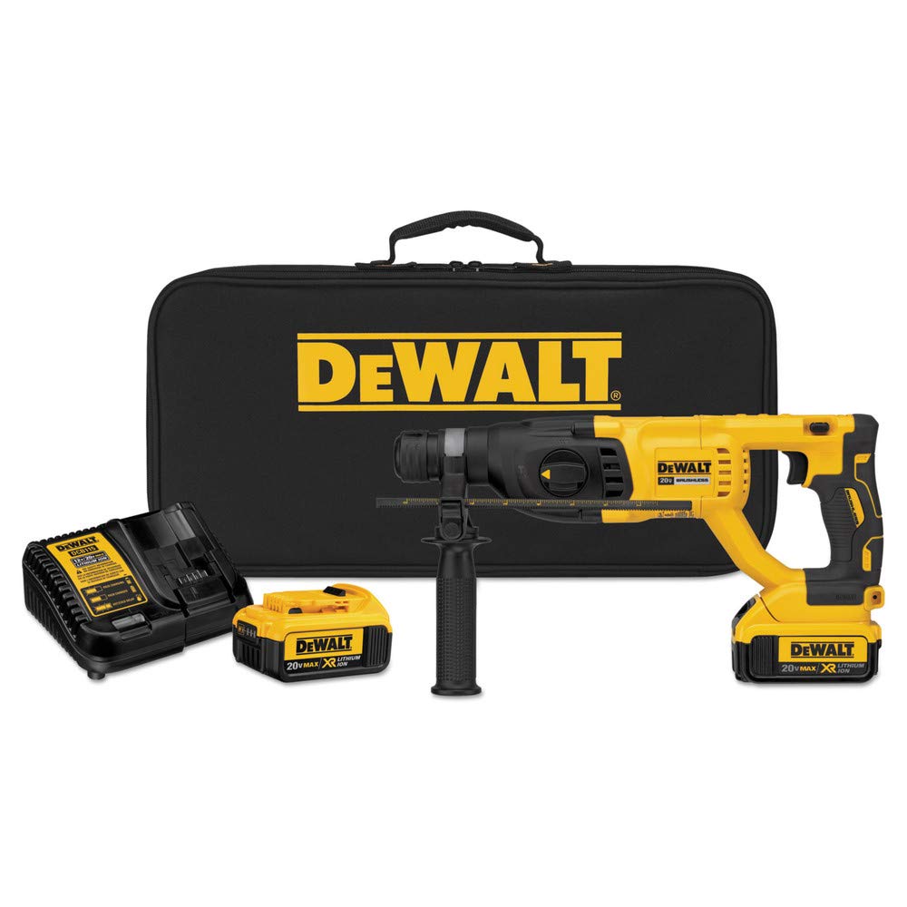 DEWALT DCH133M2 20V Max XR Brushless 1” D-Handle Rotary Hammer Kit