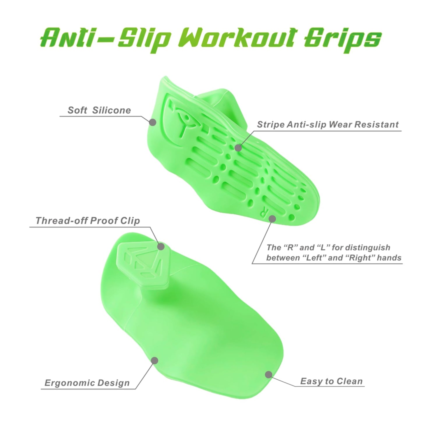 Anti-Slip Workout Grips, Rubber Gym Palm Protectors for Weight Lifting, Pull-Ups, Dumbbell, Fitness Training and Exercise, No Sweaty Hands, Ergonomic Hand Protection Gloves for Men & Women (ZS-Green)