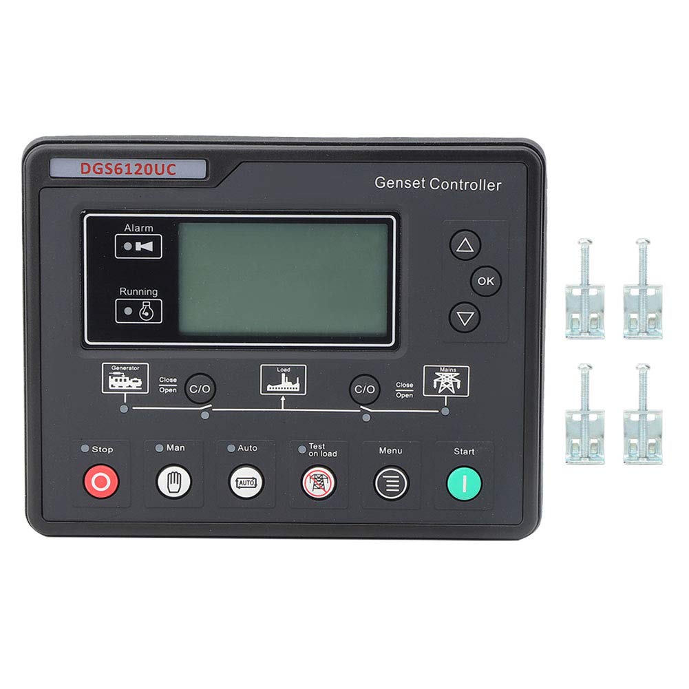 Generator Control Panel,Genset Controller Module Automatic Power Monitoring Switching Control for Generators LCD Display Backlight