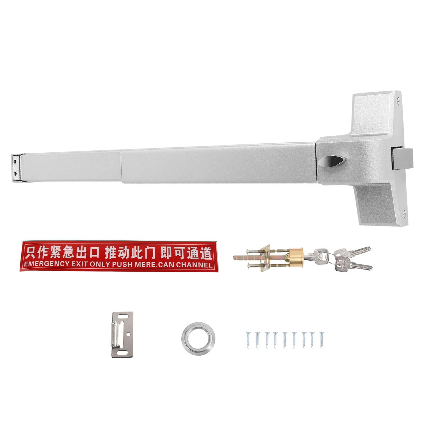 CHEOTIME 65cm Push Rod Lock Electroplated Steel Escape Lock Set Suitable for Fire Emergency Safety Exit Door Door Push Rod Emergency Exit Device Emergency Lock Stainless Steel