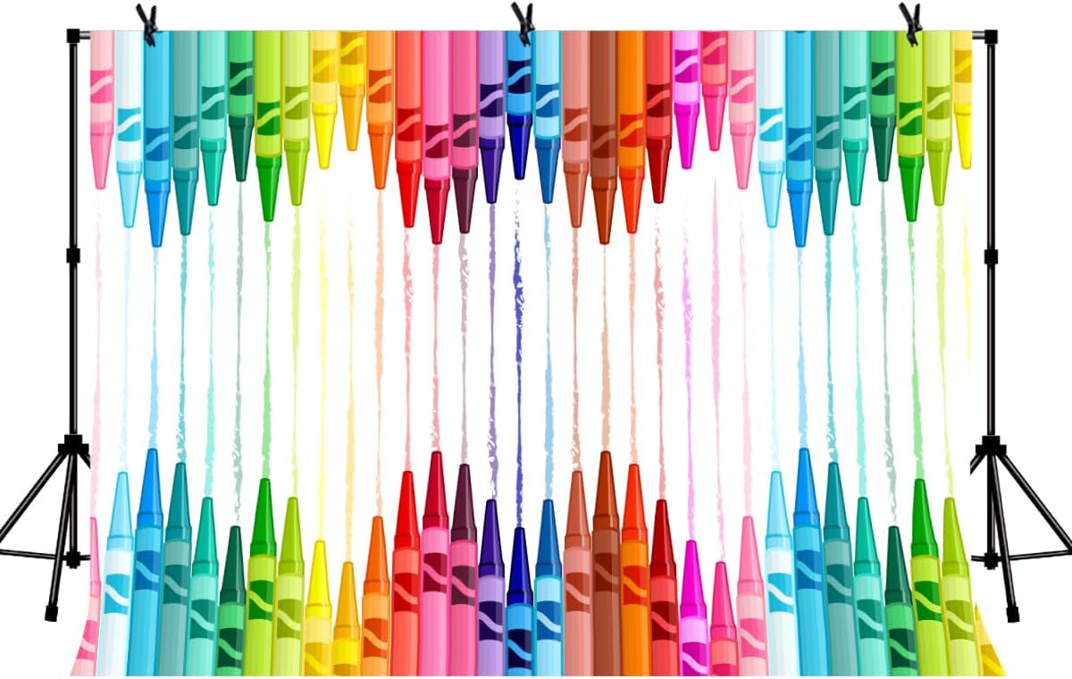 LYLYCTY 7x5 Painting Backdrop, Color Crayons Kindergarten Kickoff Party Backgrounds Feet Baby Shower Kids Birthday