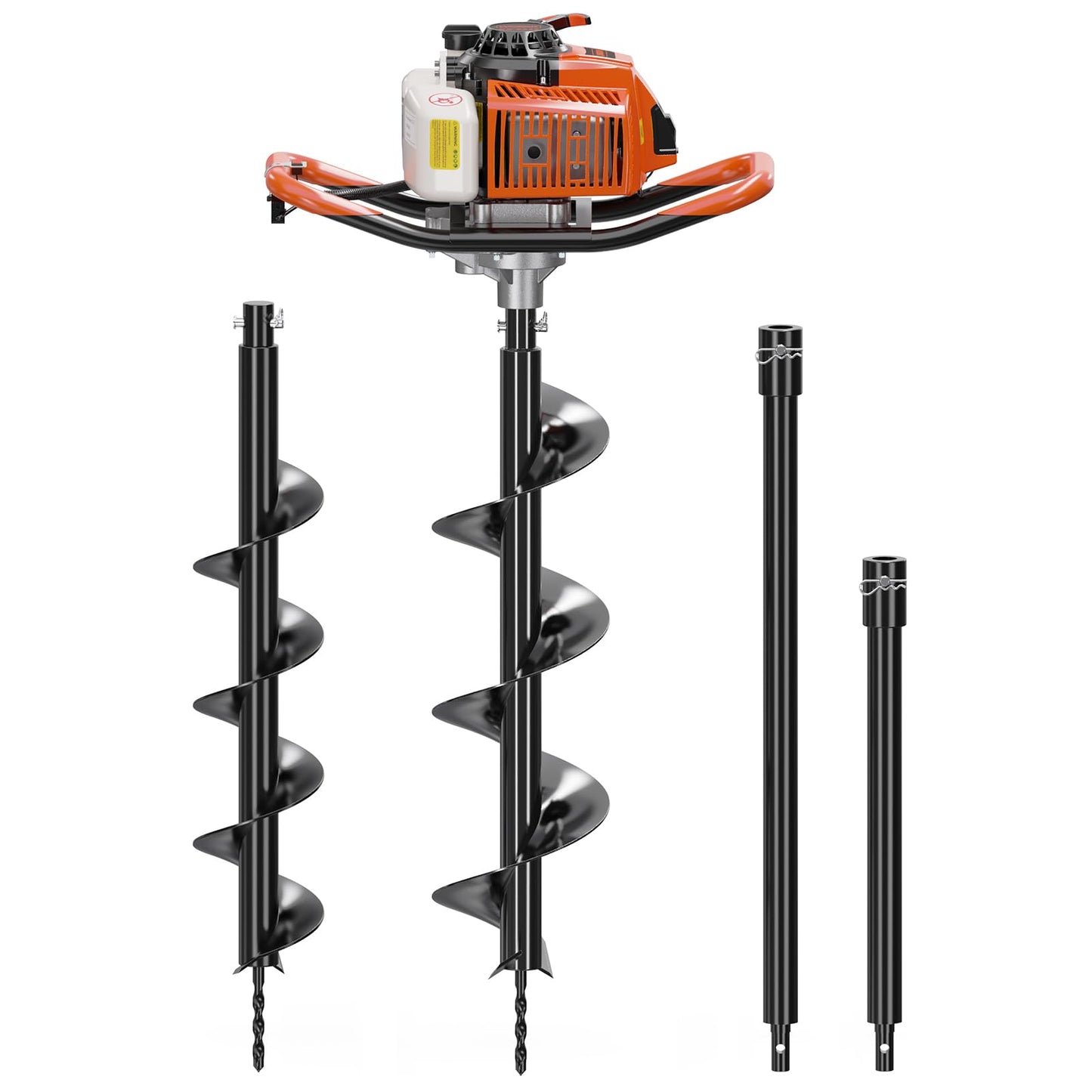 WORKIT 72CC Post Hole Digger, Auger Post Hole Digger Easy Start, 2-Cycle Xtreme Engine, Gas Powered Earth Auger with 6"+8" Auger Drill Bit, 20"+30" Extension Rods, EPA Certification