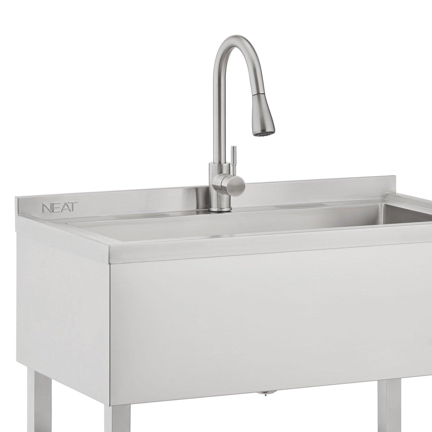 NEAT by TRINITY EcoStorage Stainless Steel Utility Sink, Oversized Freestanding Single Bowl Utility Sink, Pull-Out Faucet, Garage, Laundry Room, Business, NSF Certified, 36"W x 20"D x 50"H (NHA-0322)