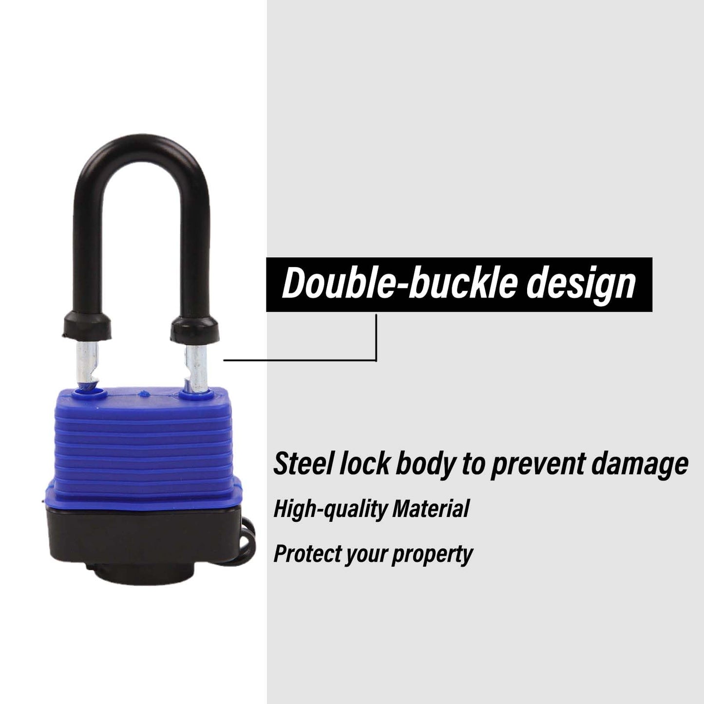SEPOX® 20Pcs Heavy-Duty 44mm 1.75" Out-Door Padlock Keyed-Alike, Water-Resistant Cover, Steel Lock with Same-Key, Extra-Long-Shackle Anti-Rust, Brass Cylinder for Boat, Fishing, Marine, Fence