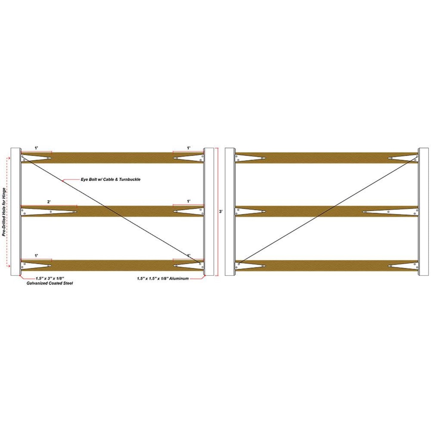 Estate Swing Gate Frame Kit (Dual Frame kit) up to 20ft in Width (up to 10ft Each Side)
