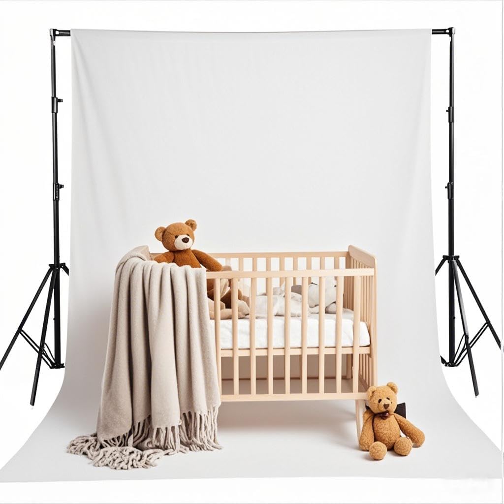 Skiennix 5X7 Ft Photo Backdrop - Non-Reflective Soft White for Home Studio & Baby Photography