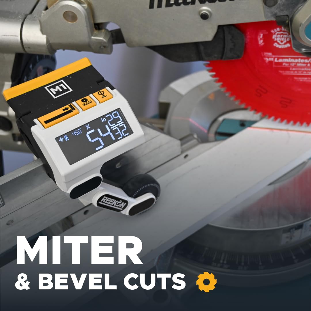 REEKON M1 Caliber Miter Saw Measuring Tool + T1M 16ft Digital Tape Measure Bundle, Digital Measuring & Cutting System, 1/32" Accuracy, Bluetooth Enabled, LCD Displays