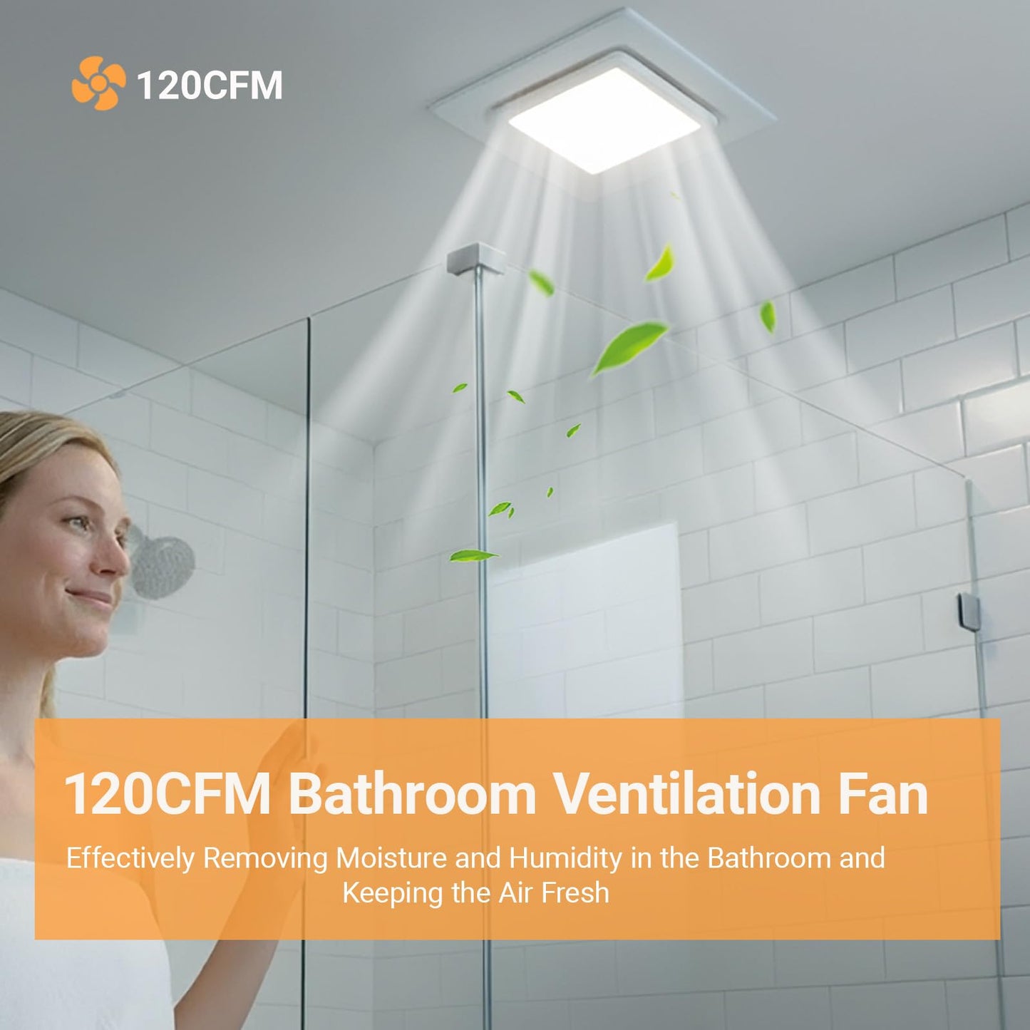 RLOZUI Bathroom Exhaust Fan with Light, 120 CFM Quiet Ventilation Fan with 6500K 1200LM LED Light, 1.0 Sones, 4" Duct, Mounting Opening 8.3"x8.3", Ceiling Mount Vent Fan for Bathroom Office Home