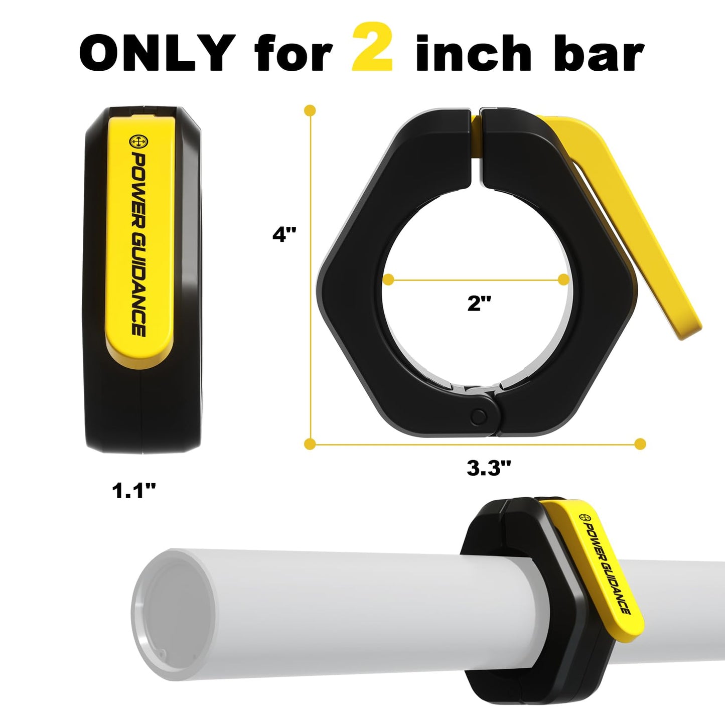 POWER GUIDANCE Barbell Collars Barbell Clips, ONLY for 2 inch Olympic Barbell Clamps,Non-Slip Weight Clamps Quick Release Barbell Collar for Workout Weightlifting, Gym equipment accessories