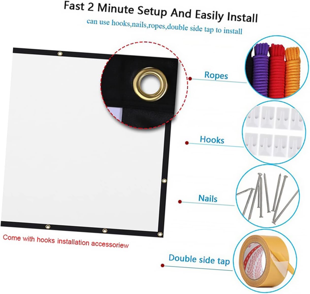 LALAFINA Foldable Polyester Projector Screen - Portable for Indoor & Outdoor Use