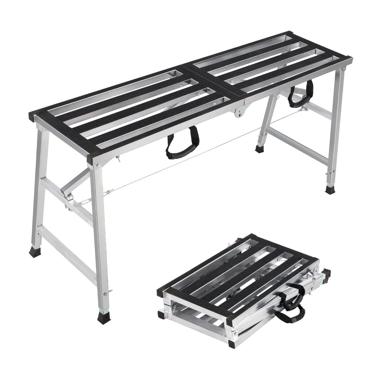 GMGSPT Folding Scaffolding Platform Steel Step Ladder Stool Height Adjustment 27-43"(H) Portable for Home Improvement, Drywall Painting, Maintenance at Height, Maximum Load 600lbs