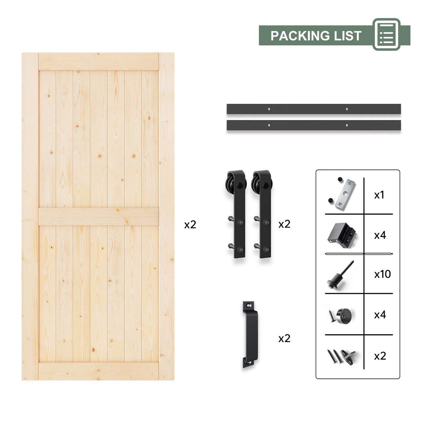 ROYMELO Double 40x84 inch Sliding Barn Wood Door Slab with 7ft Hardware Kit