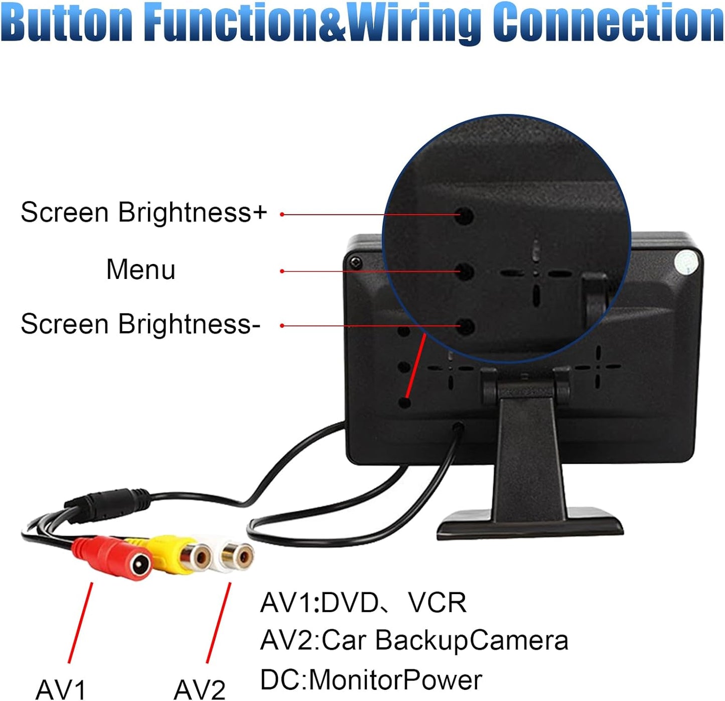 ZIMISI 4.3 Inch 12V TFT LCD Car Color Parking Aid System Monitor Display, DC Car Rearview Reverse Screen, Automotive
