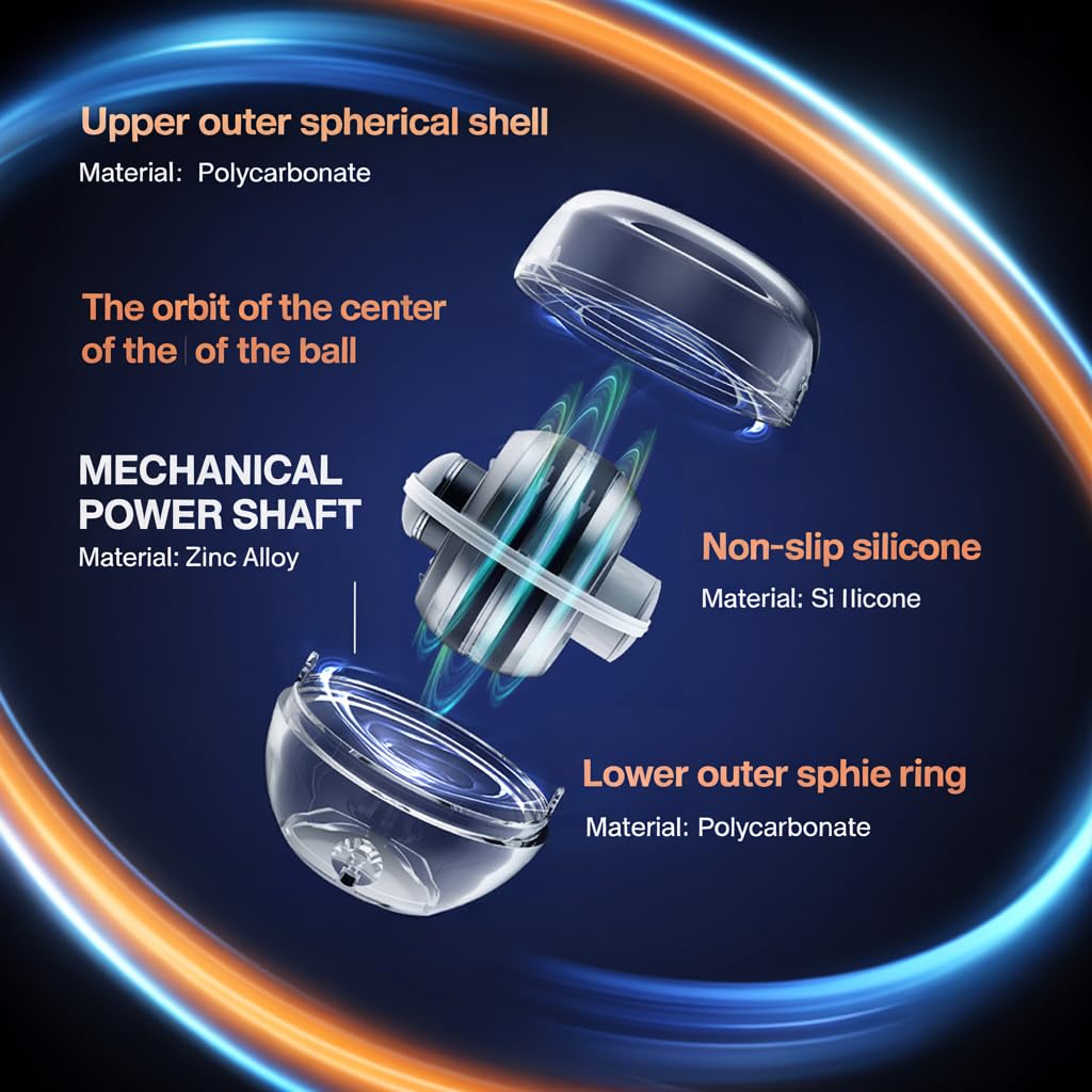 Wrist Trainer Ball Auto-Start, Hand Strengthener, Gyro Ball for Strengthen Arms, Fingers, Gyroscopic Forearm Exerciser